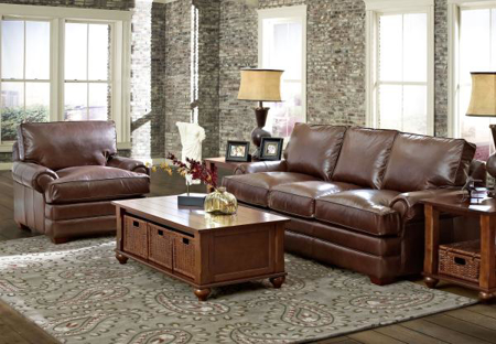 Klaussner Selma Leather Sofa, Klaussner Leather Chair