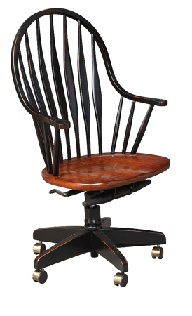 Picture of Continuous Arm Desk Chair with flat lumber back spindles