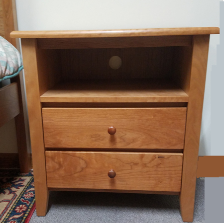 Picture of Shaker Post  Large Night Stand w/Two Drawer and open shelf