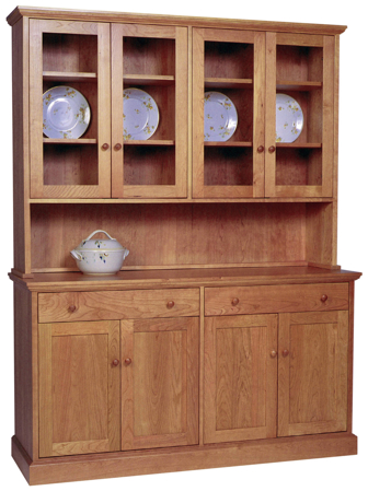 Cherrystone Furniture - Shaker with post small Cherry Credenza w/3 Drawer,  1 Flat paneled Door, Hutch optional