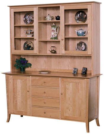 Picture of Four Drawer Buffet and Hutch with flared or Tapered Legs